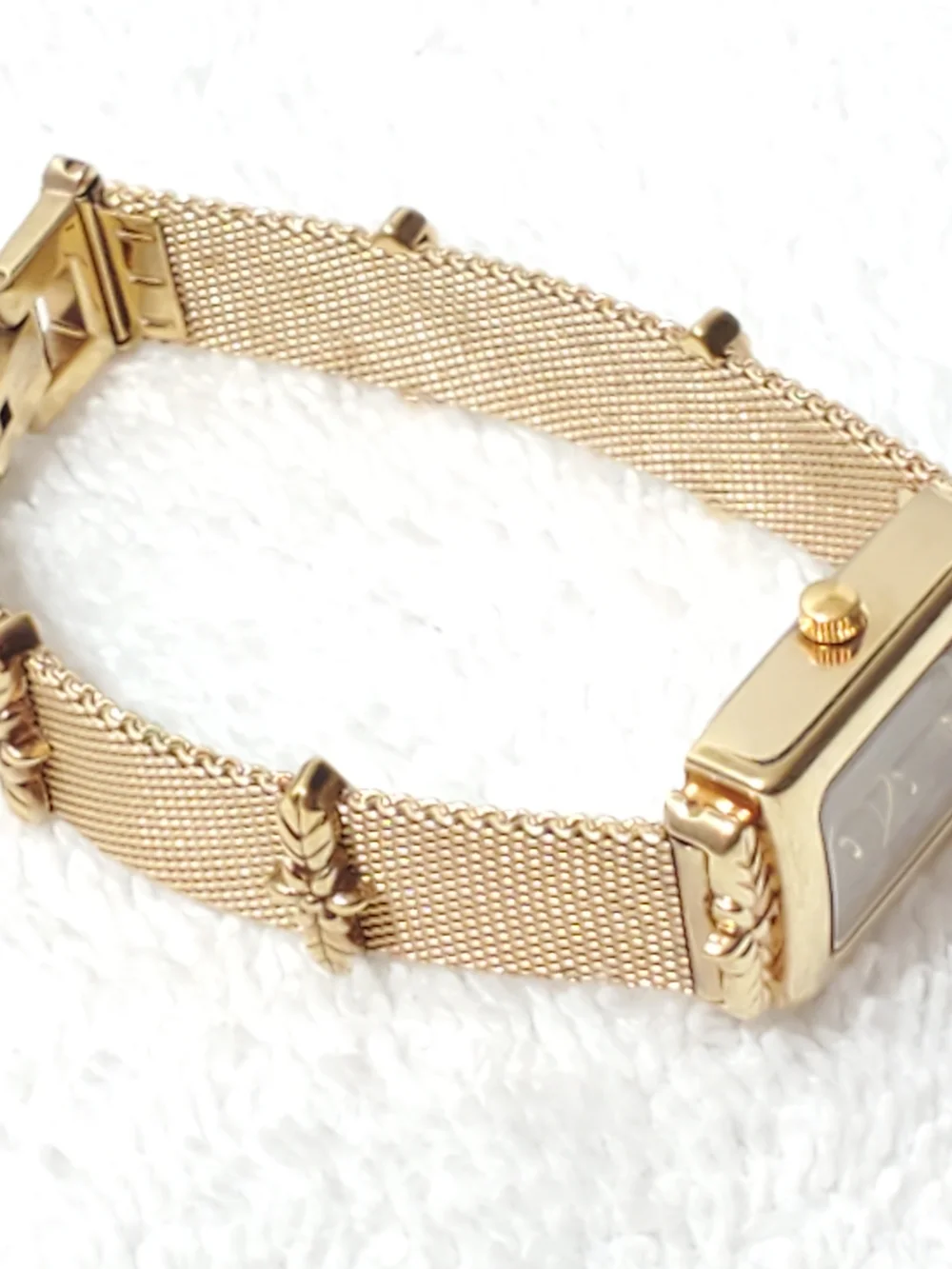 Vintage Anne Klein Gold Tone Tank Watch Swiss Parts Ronda 1 Jewel Movement Women